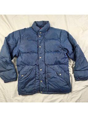 Sears Prime Northern Goose Down Mens Size Medium Blue Puffer Jacket Winter Warm